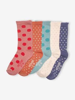 Lot de 5 paires de chaussettes à pois fille - vertbaudet enfant -Lot de 5 paires de chaussettes à pois fille