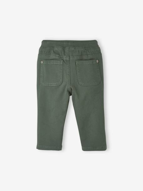 Lined Twill Trousers for Baby Boys BROWN MEDIUM SOLID+Dark Blue+GREEN MEDIUM SOLID - vertbaudet enfant 