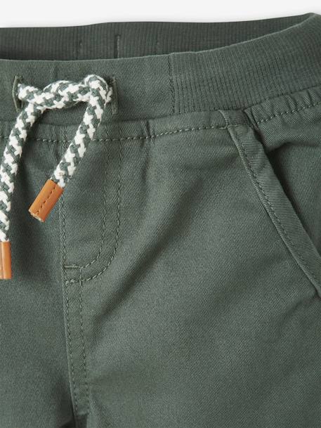 Lined Twill Trousers for Baby Boys BROWN MEDIUM SOLID+Dark Blue+GREEN MEDIUM SOLID - vertbaudet enfant 