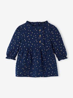 Cotton Gauze Dress with Asymmetric Fastening, for Babies - vertbaudet enfant Cotton Gauze Dress with Asymmetric Fastening, for Babies - vertbaudet enfant