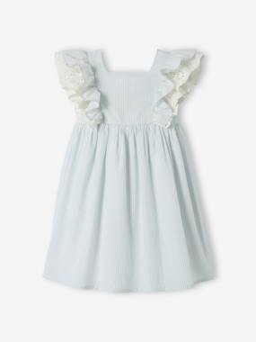 Striped Occasion Wear Dress, Ruffles on the Sleeves, for Girls - vertbaudet enfant Striped Occasion Wear Dress, Ruffles on the Sleeves, for Girls - vertbaudet enfant