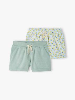 Pack of 2 Shorts in Jersey Knit for Girls - vertbaudet enfant -Pack of 2 Shorts in Jersey Knit for Girls