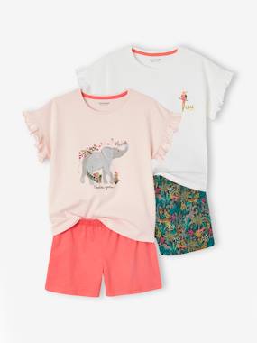 Pack of 2 Basics "Wild" Pyjamas for Girls - vertbaudet enfant -Pack of 2 Basics "Wild" Pyjamas for Girls