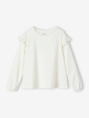 Tee-shirt blouse fille manches longues à volant personnalisable - vertbaudet enfant