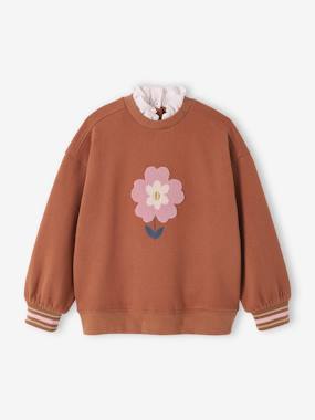 Sweat fantaisie motif fleur en bouclettes fille - vertbaudet enfant -Sweat fantaisie motif fleur en bouclettes fille