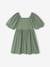 Occasion Wear Dress in Relief Fabric with Smocking for Girls sage green+vanilla - vertbaudet enfant 