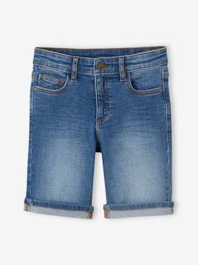Basics Bermuda Shorts in Denim for Boys - vertbaudet enfant Boys-Basics Bermuda Shorts in Denim for Boys
