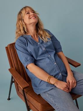 Short Sleeve Blouse for Pregnancy in Lightweight Denim by ENVIE DE FRAISE - vertbaudet enfant -Short Sleeve Blouse for Pregnancy in Lightweight Denim by ENVIE DE FRAISE