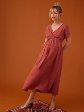 Robe longue grossesse effet cache-coeur en gaze de coton - vertbaudet enfant Robe longue grossesse effet cache-coeur en gaze de coton - vertbaudet enfant