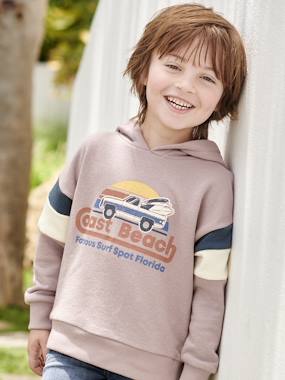 Hoodie with Graphic Motif & Colourblock Sleeves for Boys - vertbaudet enfant Boys-Cardigans, Jumpers & Sweatshirts-Hoodie with Graphic Motif & Colourblock Sleeves for Boys