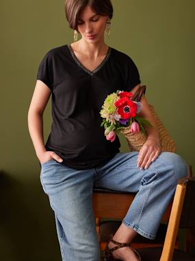 Maternity-T-Shirt for Maternity, Iridescent V-Neck, by ENVIE DE FRAISE