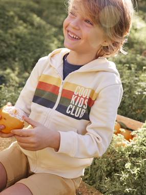 Hooded Jacket with Zip, Striped Motif, for Boys - vertbaudet enfant Boys-Cardigans, Jumpers & Sweatshirts-Hooded Jacket with Zip, Striped Motif, for Boys