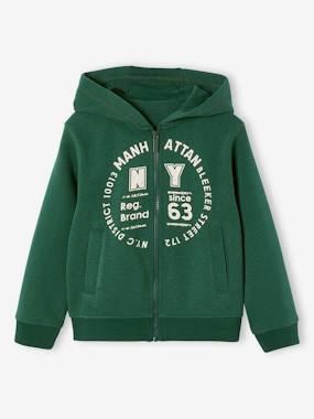 Basics Zipped Sports Jacket with Hood for Boys - vertbaudet enfant Boys-Cardigans, Jumpers & Sweatshirts-Basics Zipped Sports Jacket with Hood for Boys