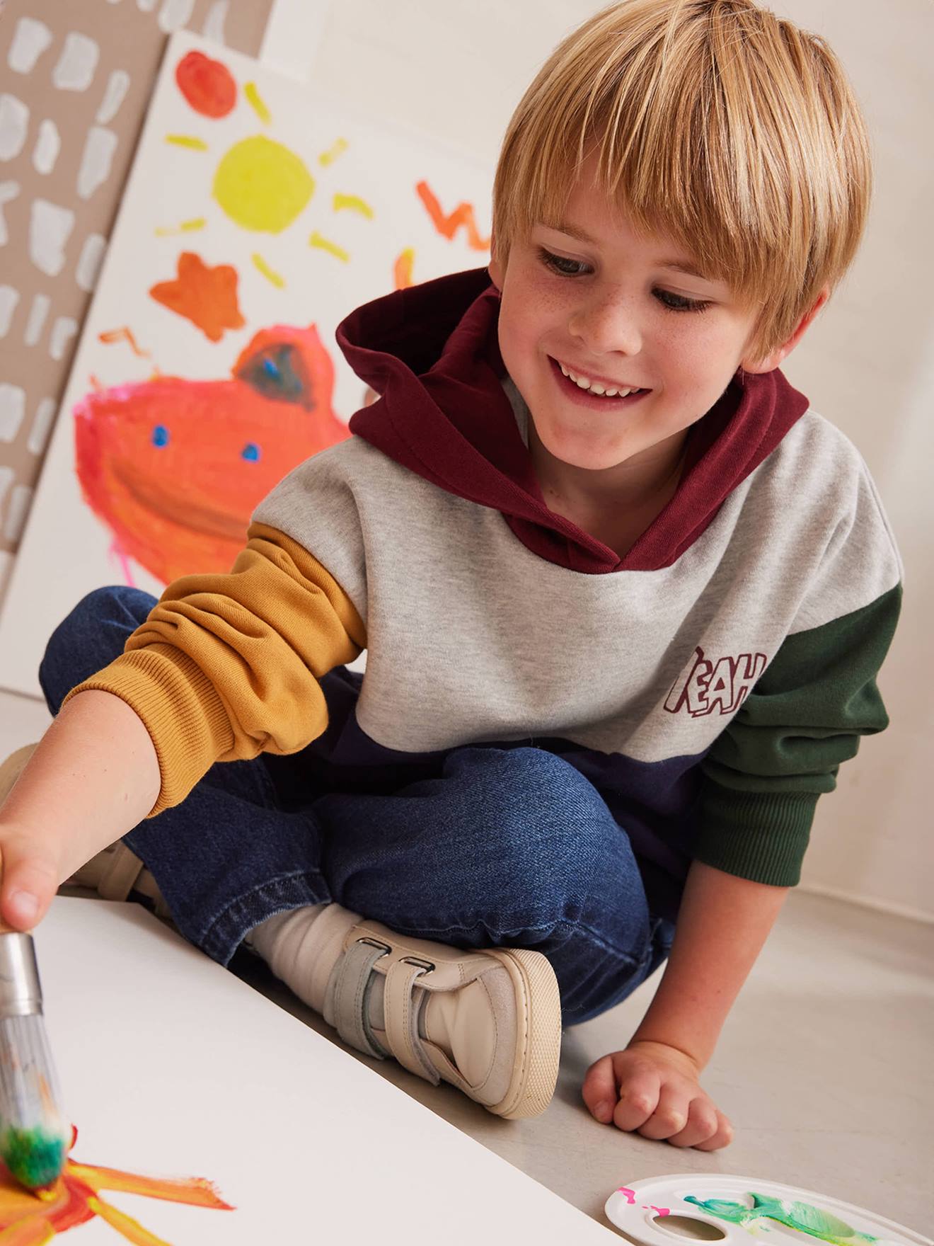 Sweat à capuche zippé coton spa rayé pour garçons | Ralph Lauren® FR