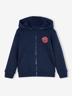 Basics Zipped Jacket with Hood for Boys - vertbaudet enfant Boys-Cardigans, Jumpers & Sweatshirts-Basics Zipped Jacket with Hood for Boys
