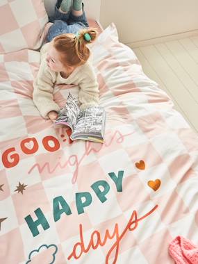 Duvet Cover + Pillowcase Set for Children, with Recycled Cotton Content, Damier Good Vibes - vertbaudet enfant -Duvet Cover + Pillowcase Set for Children, with Recycled Cotton Content, Damier Good Vibes