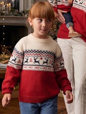 Christmas Special Jacquard Knit Jumper for Children, Family Capsule Collection - vertbaudet enfant Boys-Cardigans, Jumpers & Sweatshirts-Christmas Special Jacquard Knit Jumper for Children, Family Capsule Collection