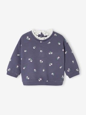 Sweatshirt with Broderie Anglaise Collar for Babies - vertbaudet enfant Sweatshirt with Broderie Anglaise Collar for Babies - vertbaudet enfant