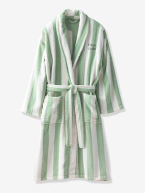 Striped Bath Robe for Adults, TRANSAT, Family Capsule Collection, with Recycled Cotton - vertbaudet enfant Boys-Striped Bath Robe for Adults, TRANSAT, Family Capsule Collection, with Recycled Cotton