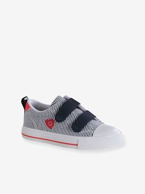 Striped Trainers with Hook-&-Loop Straps for Children, Designed for Autonomy - vertbaudet enfant -Striped Trainers with Hook-&-Loop Straps for Children, Designed for Autonomy