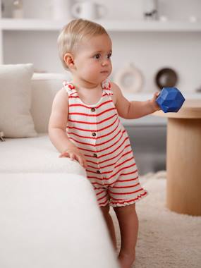 Knitted-Effect Jersey Knit Playsuit for Babies - vertbaudet enfant Knitted-Effect Jersey Knit Playsuit for Babies - vertbaudet enfant