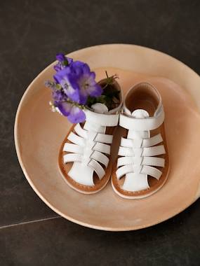 Sandales scratchées cuir bébé bout fermé - vertbaudet enfant Chaussures-Sandales scratchées cuir bébé bout fermé