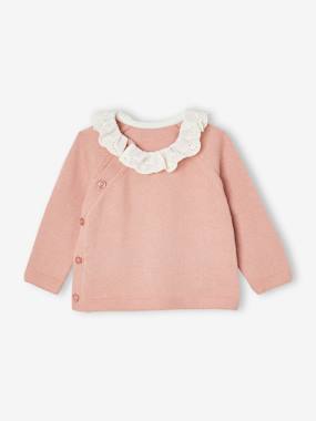 Baby knitted jumper with English embroidery collar - vertbaudet enfant -Baby knitted jumper with English embroidery collar