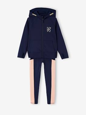 Ensemble sport sweat à capuche et legging fille matière tecnique - vertbaudet enfant Fille-Ensemble sport sweat à capuche et legging fille matière tecnique