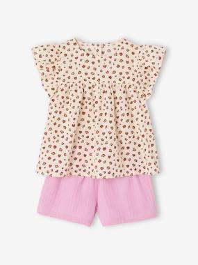 Ensemble fille blouse short en gaze de coton - vertbaudet enfant