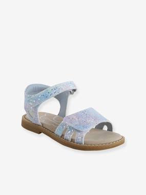 Glittery Hook-and-Loop Sandals for Girls - vertbaudet enfant Shoes-Glittery Hook-and-Loop Sandals for Girls