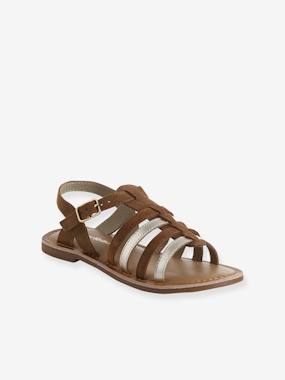Leather Sandals with Straps, for Girls - vertbaudet enfant Shoes-Leather Sandals with Straps, for Girls