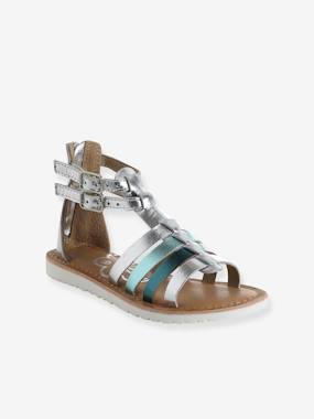 Leather Gladiator Sandals for Children, Designed for Autonomy - vertbaudet enfant Shoes-Leather Gladiator Sandals for Children, Designed for Autonomy