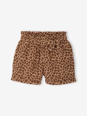 Paperbag Shorts in Cotton Gauze for Girls - vertbaudet enfant -Paperbag Shorts in Cotton Gauze for Girls