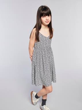 Robe courte à bretelles motifs fleurs - vertbaudet enfant Fille-Robe courte à bretelles motifs fleurs