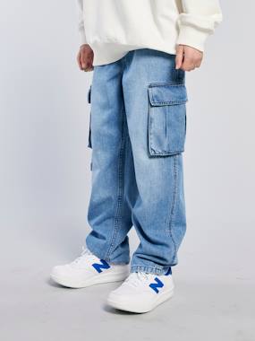 Loose fit denim battle trousers for boys - vertbaudet enfant Boys-Loose fit denim battle trousers for boys