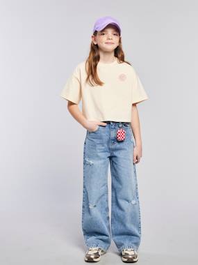 Distressed Wide-Leg Jeans for Girls, JONEN - vertbaudet enfant -Distressed Wide-Leg Jeans for Girls, JONEN