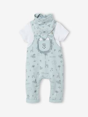3-piece baby outfit: dungarees + bodysuit + scarf - vertbaudet enfant -3-piece baby outfit: dungarees + bodysuit + scarf