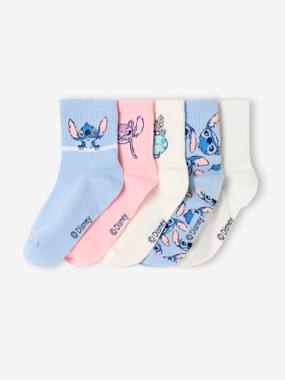 Pair of 5 Ankle Socks for Girls, Disney® LILO & STITCH - vertbaudet enfant -Pair of 5 Ankle Socks for Girls, Disney® LILO & STITCH