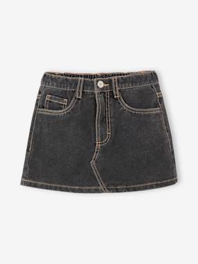 Jupe short en jean Fille - vertbaudet enfant Fille-Jupe short en jean Fille