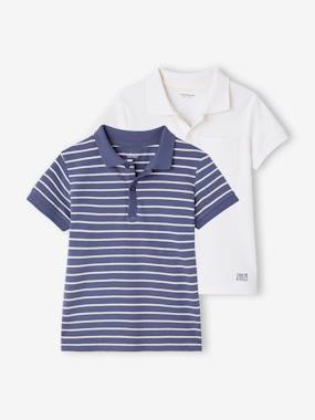 Set of 2 Piqué Knit Polo Shirts for Boys - vertbaudet enfant Boys-Set of 2 Piqué Knit Polo Shirts for Boys