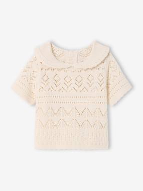 Top with Crochet Sleeves, for Babies - vertbaudet enfant Top with Crochet Sleeves, for Babies - vertbaudet enfant