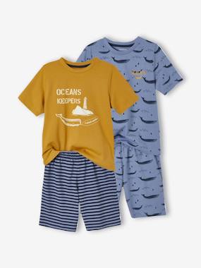 Pack of 2 Whale Pyjamas for Boys - vertbaudet enfant Boys-Pack of 2 Whale Pyjamas for Boys