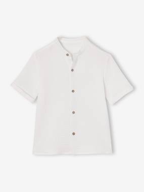 Chemise garçon gaze de coton col mao - vertbaudet enfant