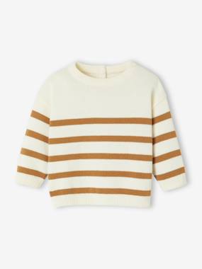 Striped knitted baby jumper - vertbaudet enfant Boys-Striped knitted baby jumper