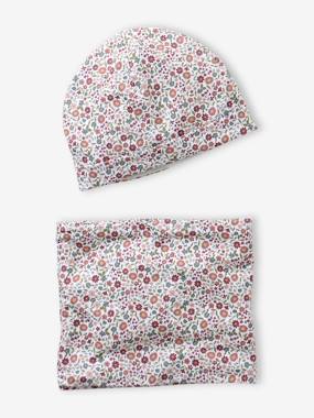 Ensemble fleuri fille bonnet + snood - vertbaudet enfant -Ensemble fleuri fille bonnet + snood