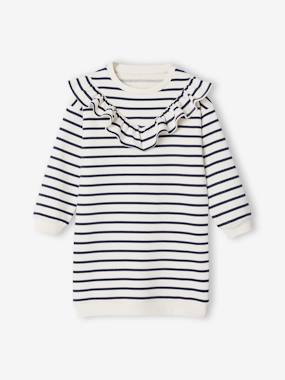 Fleece Dress with Frill for Girls - vertbaudet enfant Girls-Fleece Dress with Frill for Girls