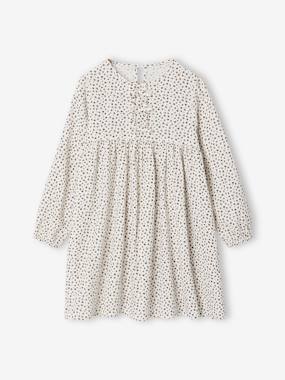 Cotton Gauze Dress with Fancy Bows for Girls - vertbaudet enfant Girls-Cotton Gauze Dress with Fancy Bows for Girls