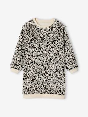 Fleece Dress with Frill for Girls - vertbaudet enfant -Fleece Dress with Frill for Girls
