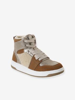 Faux Fur Lined Synthetic Trainers for Girls - vertbaudet enfant