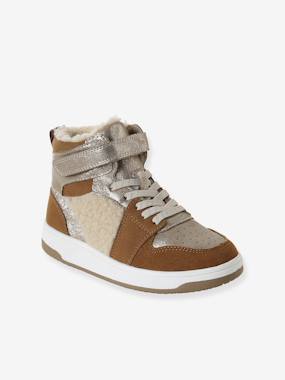 Girls' faux fur lined synthetic trainers - vertbaudet enfant